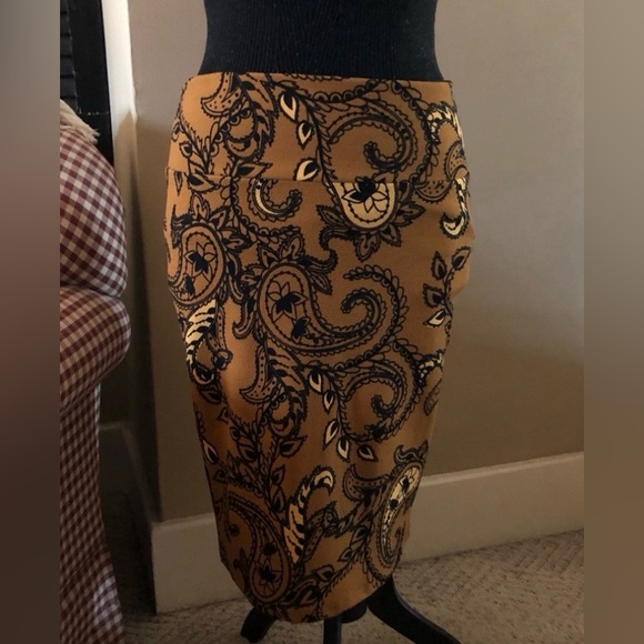 LuLaRoe Brown and Black Paisley Midi Skirt - Picture 4 of 5